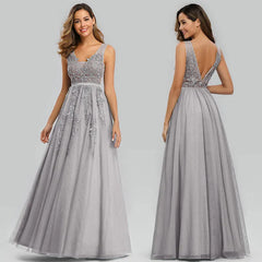 Lace Appliques Sleeveless Long Evening Prom Dress Online