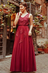 Lace Appliques Sleeveless Long Evening Prom Dress Online