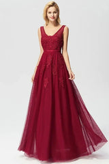 Lace Appliques Sleeveless Long Evening Prom Dress Online