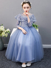 Lace Beaded Sleeveless Jewel A-Line Flower Girl Dress