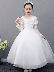 Lace Beaded Sleeveless Jewel A-Line Flower Girl Dress