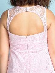 Lace Flower Girl Dress ¡§C Natural Mini Me Sheath Column Jewel Neck Floor Length