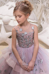 Lace Sleeveless Scoop Neck Ball Gown Flower Girl Dress