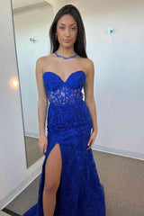 2024 Long Corset Yellow Prom Dresses Mermaid Sweetheart with Appliques
