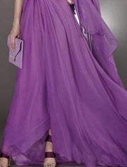 A-Line Wedding Guest Dresses Elegant Dress Wedding Party Black Tie Court Train Sleeveless V Neck Chiffon with Ruched