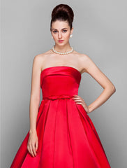 Ball Gown Elegant Dress Quinceanera Prom Floor Length Sleeveless Strapless Satin with Bow(s)