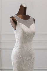 Long Mermaid Wedding Dress with Lace and Tulle - Popular Jewel