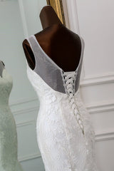 Long Mermaid Wedding Dress with Lace and Tulle - Popular Jewel