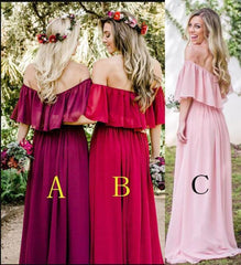 Long Off-the-shoulder Chiffon Dress Charming Bridesmaid Dresses