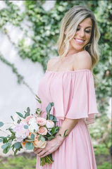 Long Off-the-shoulder Chiffon Dress Charming Bridesmaid Dresses