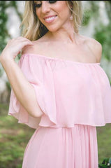 Long Off-the-shoulder Chiffon Dress Charming Bridesmaid Dresses