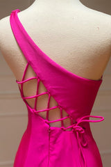 Long One Shoulder Mermaid Evening Dress with Split Sash