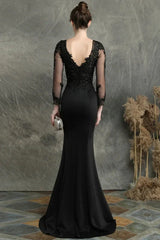 Long Sleeve Lace Appliques Mermaid Evening Prom Dress Online