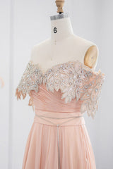 Lotus Off The Shoulder A Line Evening Dress with Chiffon Appliques