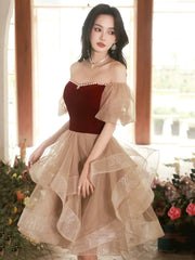 A-line Tulle Ruffle Cute Sweetheart Homecoming Dresses