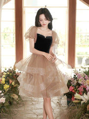 A-line Tulle Ruffle Cute Sweetheart Homecoming Dresses