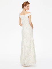 Aimishang Sheath / Column Mother of the Bride Dress Elegant Off Shoulder Floor Length Lace Short Sleeve No with Lace