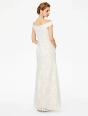 Aimishang Sheath / Column Mother of the Bride Dress Elegant Off Shoulder Floor Length Lace Short Sleeve No with Lace
