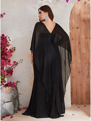 Mermaid / Trumpet Wedding Guest Dresses Plus Size Dress Formal Evening Party Dress Sweep / Brush Train Long Sleeve V Neck Polyester with Sequin Shawl