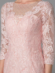 Two Piece Sheath / Column Mother of the Bride Dress Church Sparkle & Shine Jewel Neck Knee Length Chiffon Lace 3/4 Length Sleeve Jacket Dresses with Beading
