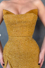 Luxurious Sweetheart Long Sequins Mermaid Evening Dress With Split