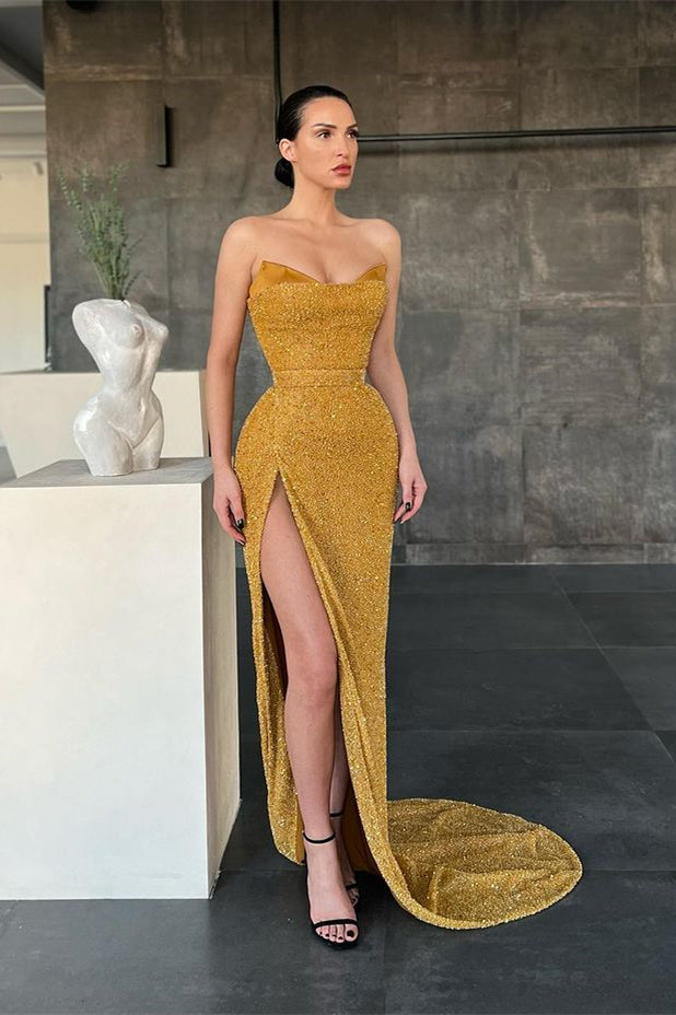 Luxurious Sweetheart Long Sequins Mermaid Evening Dress With Split
