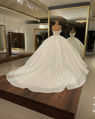 Luxury Glitter Sweetheart Long Ball Gown Wedding Dress