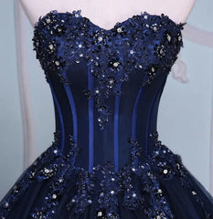 Navy Blue Lace Applique Tulle Long Party Dress Formal Gown Off Shoulder Floor Length Prom Dress