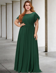 Aimishang A-Line Mother of the Bride Dresses Plus Size Hide Belly Curve Elegant Dress Formal Floor Length Short Sleeve Jewel Neck Chiffon with Pleats