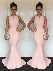 Mermaid Jewel Sleeveless Ruched Satin Evening Dresses