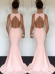 Mermaid Jewel Sleeveless Ruched Satin Evening Dresses