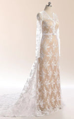 Mermaid Long Sleeve Court Train Lace Dress With Illusion