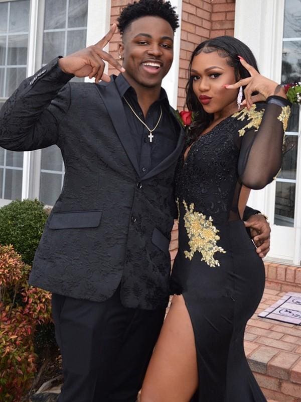 Mermaid Long Sleeves V-Neck Court Train Satin With Beading Dresses