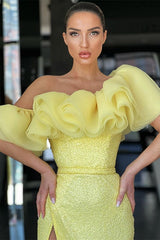 Mermaid Off-The-Shoulder Evening Dress with Split Sequins