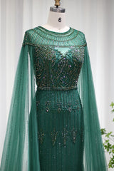 Mermaid Prom Dress With Diamond Appliques & Cap Sleeves
