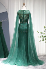 Mermaid Prom Dress With Diamond Appliques & Cap Sleeves