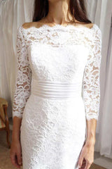 Mermaid Trumpet Long Sleeve Satin Lace Wedding Dress