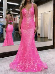 Aimishang Sheath V-neck Sleeveless Long Prom Dress Charming Evening Party Dress Sparkly Formal Dress