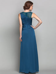 Aimishang Sheath / Column Mother of the Bride Dress Vintage Inspired Jewel Neck Floor Length Satin Chiffon Sleeveless with Beading
