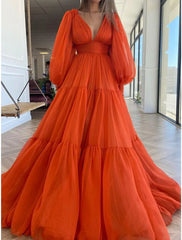 Aimishang A-Line Evening Gown Elegant Dress Red Green Dress Formal Wedding Guest Floor Length Long Sleeve V Neck Chiffon with Ruched