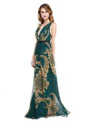 Aimishang A-Line Mother of the Bride Dress Floral Open Back V Neck Floor Length Chiffon Sleeveless No with Sash / Ribbon