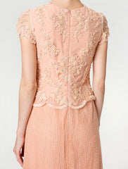 Aimishang  Sheath / Column Mother of the Bride Dress Formal Vintage Inspired Jewel Neck Ankle Length Chiffon Beaded Lace Short Sleeve No with Lace Beading