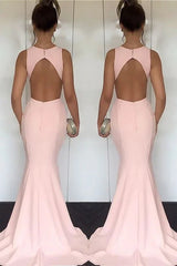 Modern Pink Mermaid Long Evening Dress Sleeveless