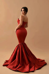 Modern Rust Mermaid Evening Dress Sweetheart Long Ruffle Bottom