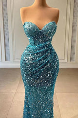 Modern Sweetheart Mermaid Sequins Evening Party Gowns Long Strapless Online
