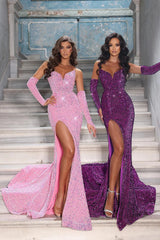 Modern Sweetheart Mermaid Velvet Sequins Evening Dress Long Online