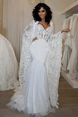 Modern Sweetheart Wedding Dress with Lace Mermaid Cape