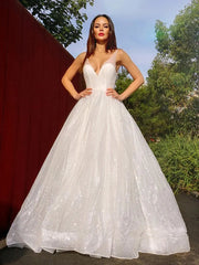 Modern V-Neck Sleeveless Long Sequins Evening Dress
