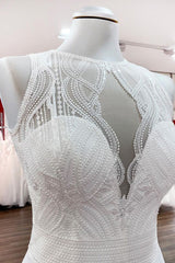 Modest Long A-line Chffon Jewel Open Back Wedding Dress with Ruffles Appliques
