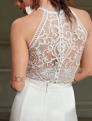 Aimishang Beach Boho Wedding Dresses Separates Illusion Neck Sleeveless Separates Lace Bridal Tops Bridal Gowns With Appliques